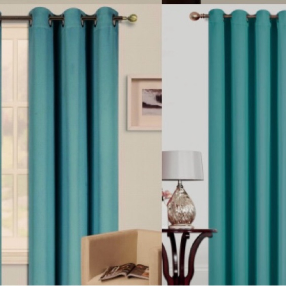Room-Darkening Thick Grommet Curtain Panel - Teal; 4 panels total.34 x 63”